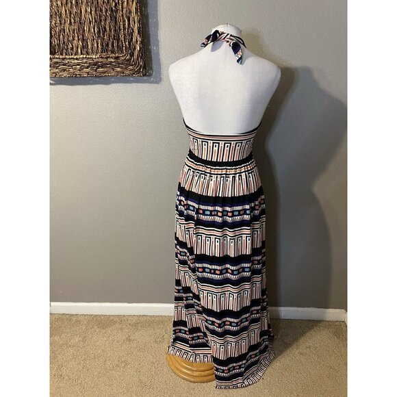 DVF Diane Von Furstenberg Maxi Dress 10 Long Silk Halter Pockets NEW - Picture 7 of 13